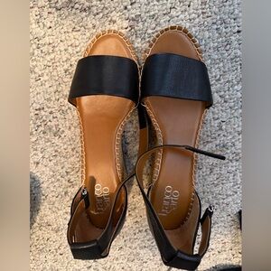 Franco Sarto Black and Brown Espadrille Sandals